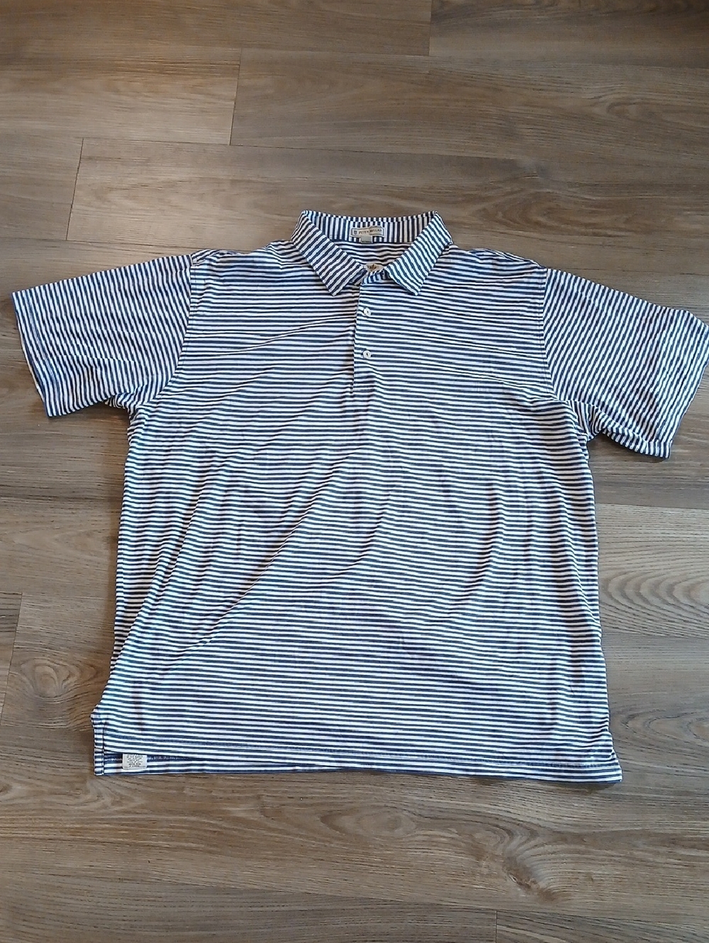 Peter Millar Navy and White Striped Polo 100% Cotton XXL